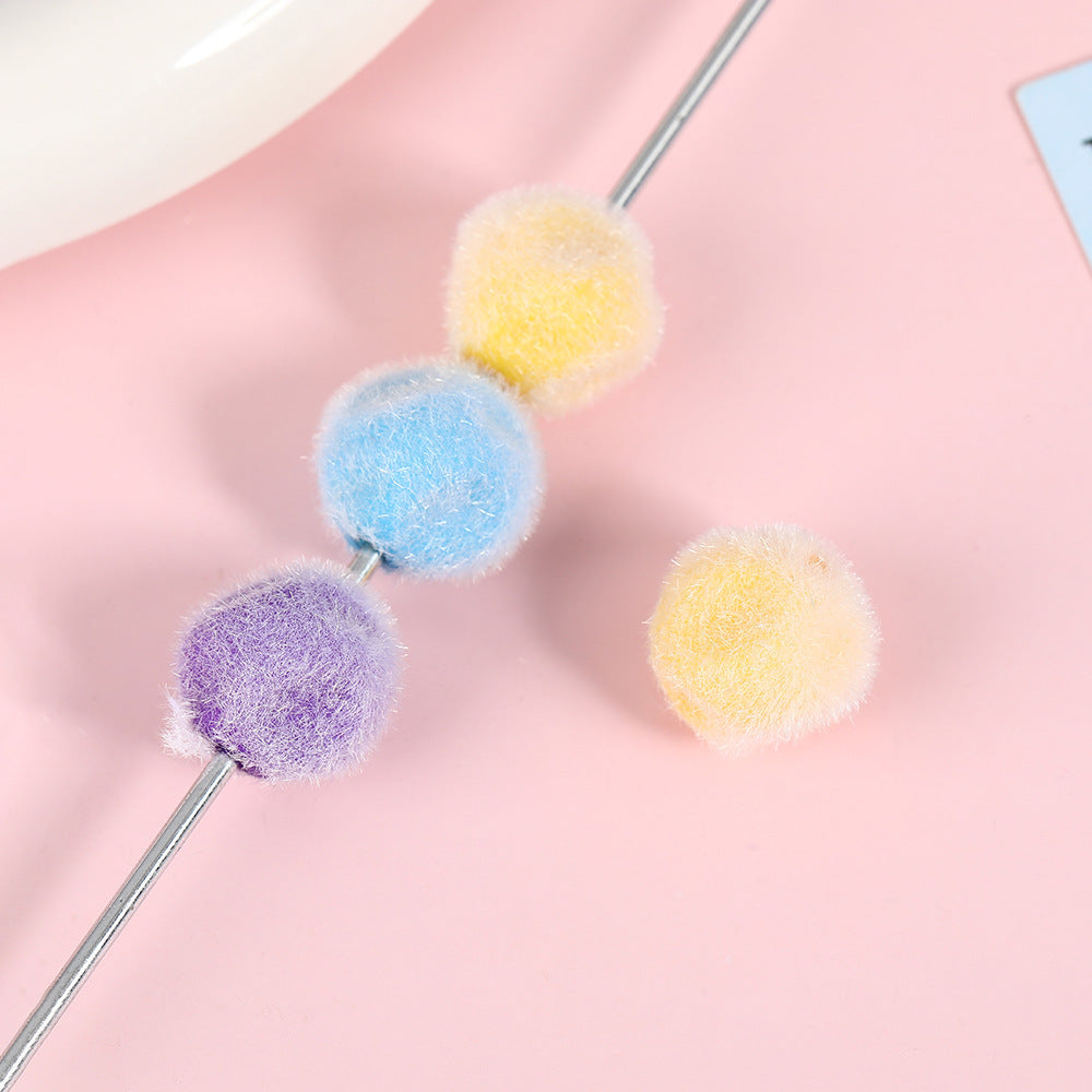 Wholesale 50pcs Plush Fig Beaded Jewelry Accessories Colorful Loose Beads Long Hair Mobile Phone Chain Pendant Material